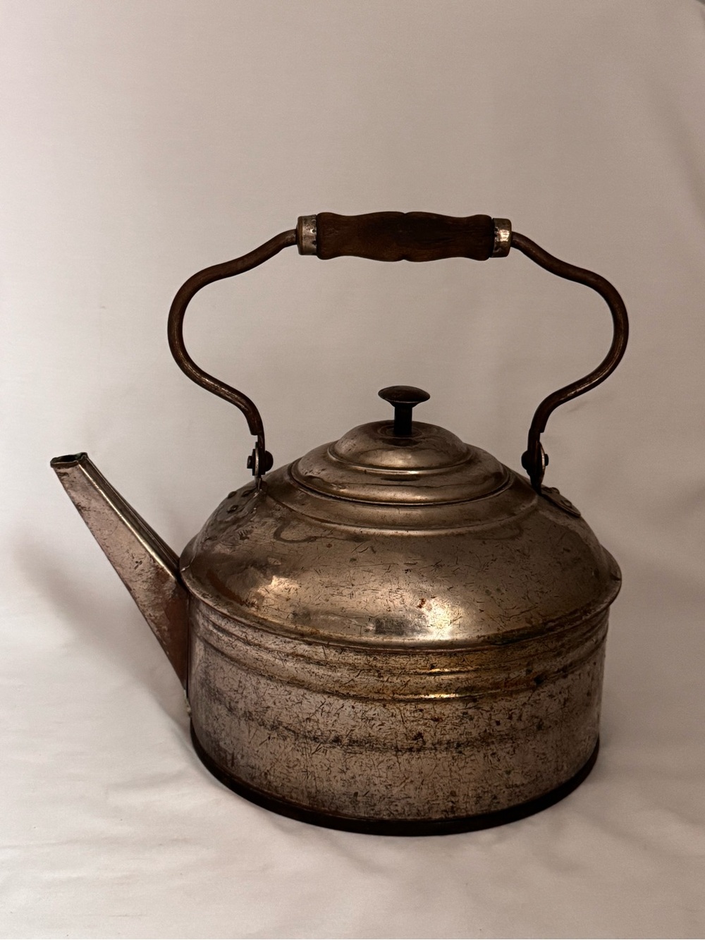 Vintage Primitive Tea Kettle Wood Handle